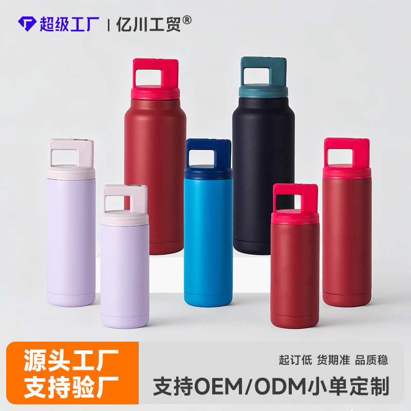 Straw Tumbler with Handle Dual-Lid